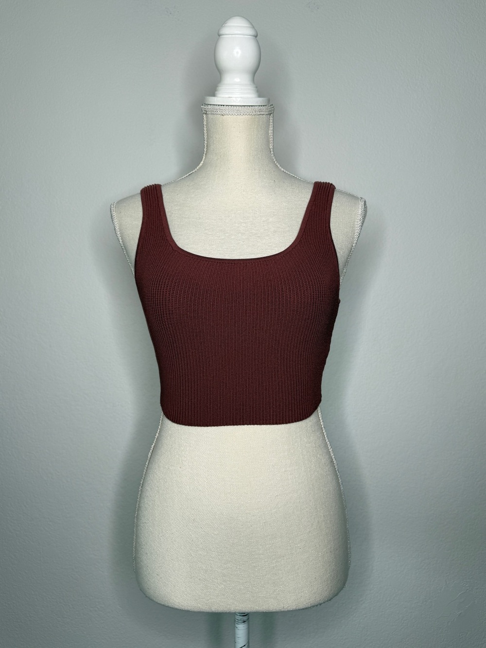 Babaton Tank Rose Ribbed Knot Cropped Pink Size S